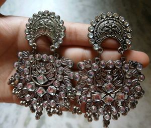 Silver Oxidized Dangle Earrings