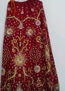 Embroidered Maroon Lehenga