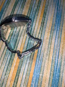 Silver Engraved Chain Watch For Men