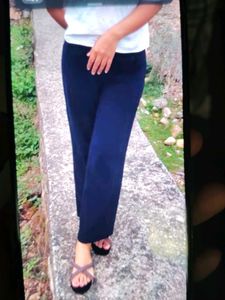Women Wide Leg Navy Blue Pants