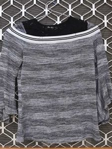 Gray Off-Shoulder Top