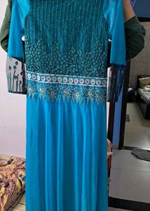 Teal Embellished Anarkali Dress