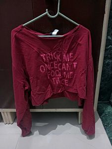 Oversized Cropped Red Sweatshirt/ Hoodie