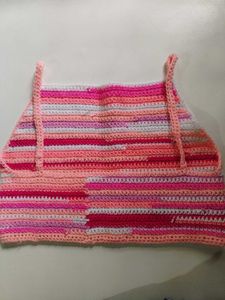 Crochet Pink Striped Crop Top