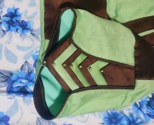 Pista Green Kurti, Brown Legging.Free Ear Studs