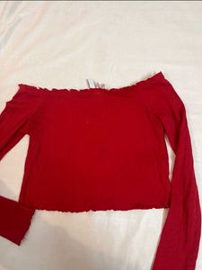 H&amp;M Red Off Shoulder Top