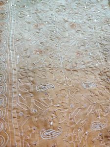 Embroided Peach Saree