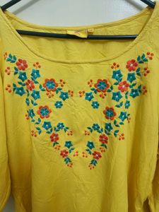 Yellow Embroidered Top
