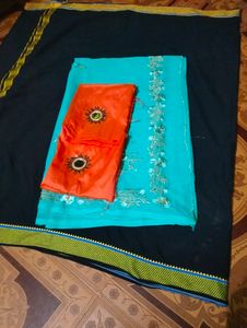 Buy Gown Get Freebie Saree With Blouse Piece