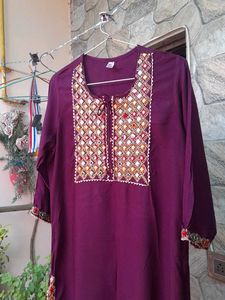Wine color Kurta Pant Set
