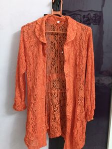 Orange Colour Net Jacket (L)