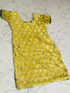 Yellow Embroidered Kurti Top