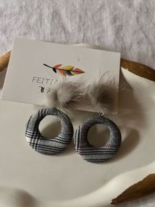 Feathered Plaid Earrings