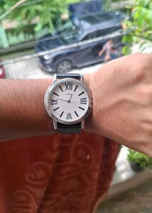 Timex Watch with Black Leather Strap