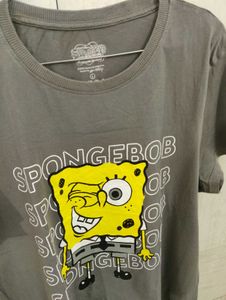 SpongeBob Graphic Oversized Tee – Grey