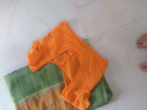 beautiful green saree with blouse