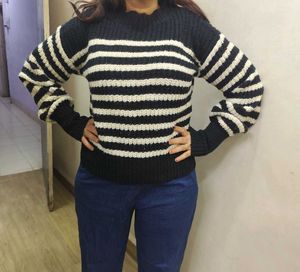 Striped Knit Winter Top - Free Size