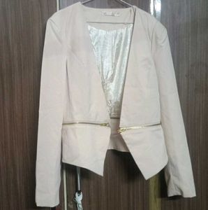 Blush Pink Blazer with Zipper Detail