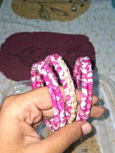 Handmade Pink Fabric Bangles