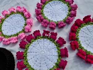 Crochet Lily Of The Valley Flower Coaster Set🌼🌸