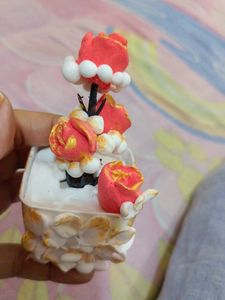 White Flowerpot With Red Touch