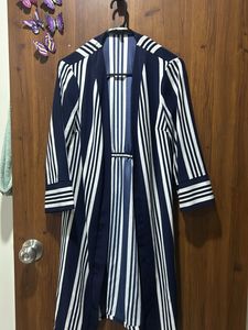 Striped Navy & White Longline Shrug