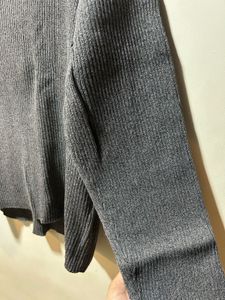 Gray Ruffle Neck Sweater