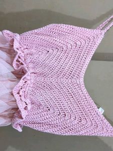 Pink Crochet &amp; Tulle Dress