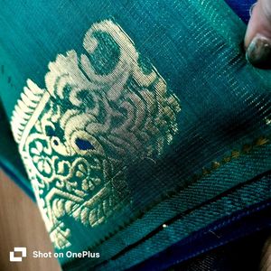 Glitter green/ Blue Silk Saree