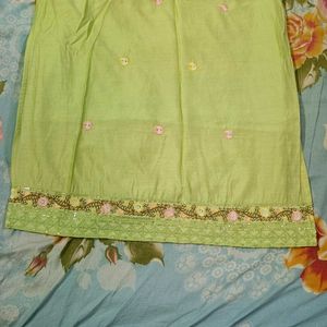 Lime Green Embroidered Kurta Set