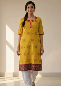 Yellow Embroidered Kurta