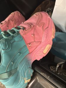 Very Pretty Blue And Pink Shade Heel Shoes