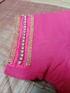 Pink &amp; Cream Embellished Sari
