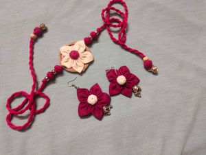 Fabric Flower Jewellery Set