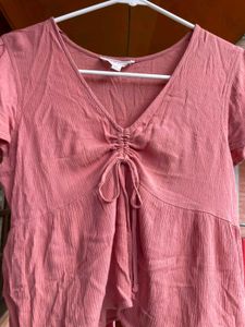 Cute Pink Tie-Front Top