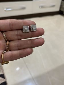 Sparkling Square Diamond Stud Earrings