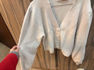 Zara Knit Cardigan, Puffy sleeves, Chic style