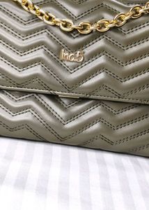 Inc.5 Textured Olive Structured Chain Sling Bag