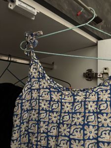 blue tie up strings short kurti