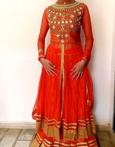 Beautiful Orange Shifon Mastani Dress
