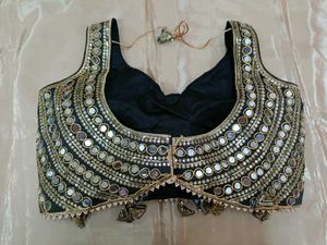 Black Sequins And Mirror Work Blouse