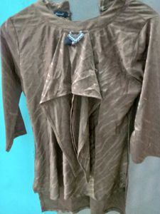 Brown Round Neck Stylish Kurti Top | Bust 32 |