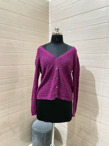 DKNY IMPORTED  Purple Knit Cardigan