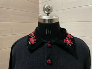 Vintage Pintresty Embroidered Black Cardigan