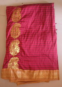 Elegant Pink & Gold Saree