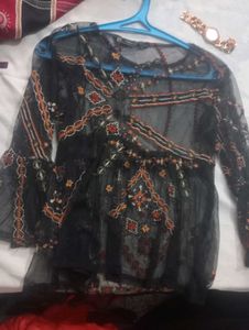 ZARA -Embroidered Peplum Top