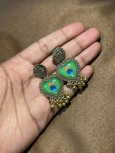 Peacock Heart Jhumka Earrings