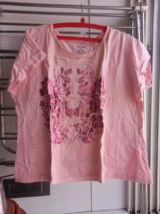 Pink Casual Hosiery T Shirt