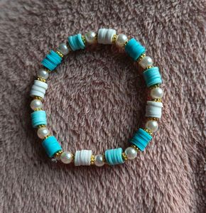 Blue clay beads bracelets set