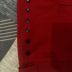 Red Button-Up Skirt